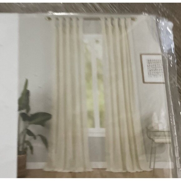 Vue Elements 50"x84 Priya White Tab Top Light Filtering Window Curtain Panel - Picture 2 of 7